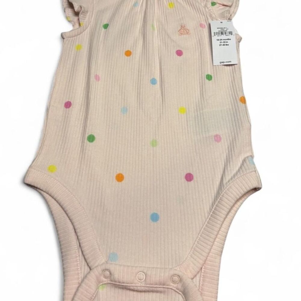 Baby Gap Ribbed Flutter Sleeve Polka Dot Bodysuit 18-24 Months NWT